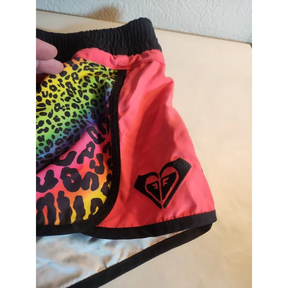Roxy Y2K Neon Colorful Graphic Animal Print Micro Board Shorts Size 5